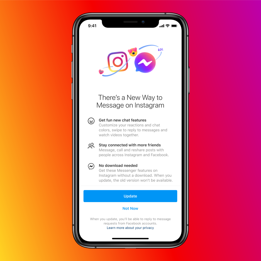 Tính năng trả lời tin nhắn tự động của Instagram giống trên Message